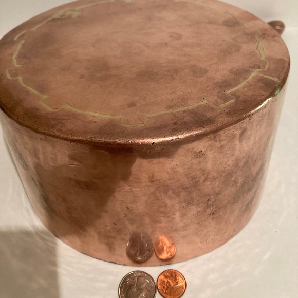 Vintage Copper and Brass Cooking Pot, 18 1/2" Long - Picture 3 of 6